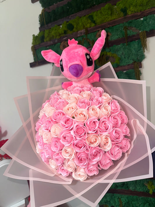 Buchet x2 Roz Premium cu Angel | 51 Trandafiri