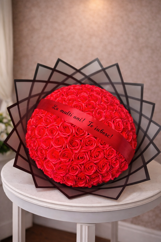 Buchet Premium cu Mesaj Personalizat 💌 | 101 Trandafiri